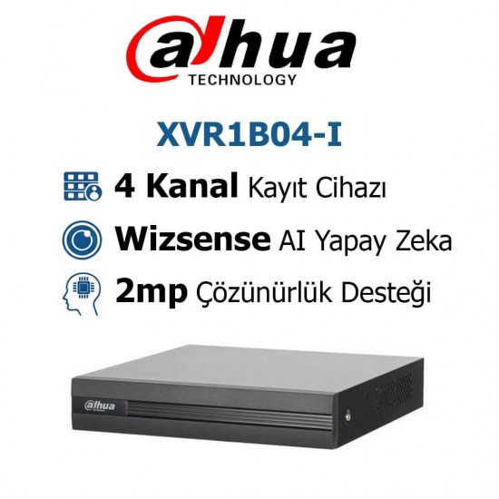 Dahua XVR1B04-I 4 Kanal XVR Kayıt Cihazı Dahua XVR1B04-I 4 Kanal WizSense XVR Kayıt Cihazı